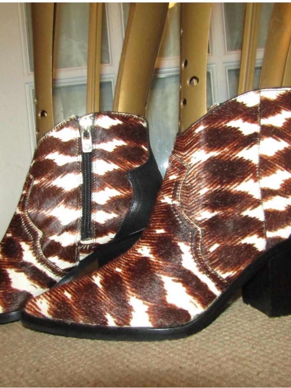 ANTONIO MELANI Brown & White Patterned Ankle Booties